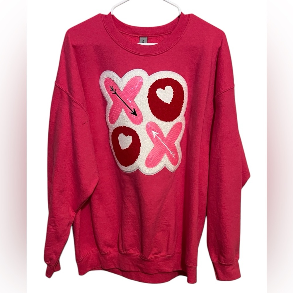 **HANDMADE** XOXO Chenille Patch Sweater NWOT